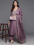 LATEST CHANDERI SILK EMBROIDERY WORK TOP BOTTOM WITH DUPATTA PARTY WEAR WHOLESALE PRICE ETHNIC GARMENT (6)