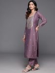 LATEST CHANDERI SILK EMBROIDERY WORK TOP BOTTOM WITH DUPATTA PARTY WEAR WHOLESALE PRICE ETHNIC GARMENT (6)