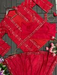 LATEST SATIN EMBROIDERY WORK READY TO WEAR SAREE BLOUSE WITH JACKET AND BELT PARTY WEAR WHOLESALE PRICE ETHNIC GARMENT (4)