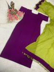 LATEST SLUB RAYON PLAIN KURTI WITH LACE WORK DUPATTA DAILY WEAR WHOLESALE PRICE ETHNIC GARMENT (3)