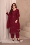 MODERN GEORGETTE EMBROIDERY WORK TOP BOTTOM WITH DUPATTA FESTIVAL WEAR WHOLESALE PRICE ETHNIC GARMENT (4)