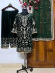 MOST PICKED VELVET SEQUENCE EMBROIDERY LACE WORK TOP PALAZZO WITH DUPATTA PARTY WEAR WHOLESALE PRICE ETHNIC GARMENT (1)