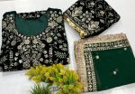 MOST PICKED VELVET SEQUENCE EMBROIDERY LACE WORK TOP PALAZZO WITH DUPATTA PARTY WEAR WHOLESALE PRICE ETHNIC GARMENT (1)