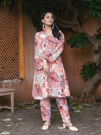 NEW ARRIVAL COTTON PRINTED TOP PANT SET BABY PINK