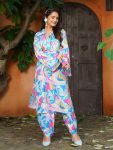 NEW ARRIVAL COTTON PRINTED TOP PANT SET SKY