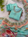 NEW ARRIVAL ROMAN SILK EMBROIDERY HAND WORK TOP BOTTOM WITH DUPATTA PARTY WEAR WHOLESALE PRICE ETHNIC GARMENT (5)
