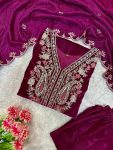 NEW ARRIVAL VISCOSE EMBROIDERY SEQUENCE WORK TOP BOTTOM WITH DUPATTA PARTY WEAR WHOLESALE PRICE ETHNIC GARMENT (7)