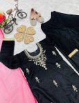 NEW ARRIVAL VISCOSE VELVET EMBROIDERY SEQUENCE WORK KID’S TOP PALAZZO WITH DUPATTA PARTY WEAR WHOLESALE PRICE ETHNIC GARMENT (3)