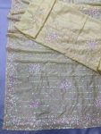 RICH LOOK CHINON SILK THRAD WORK SAREE WITH UNSTITCHED BLOUSE FESVIVAL WEAR WHOLESALE PRICE ETHNIC GARMENT 1 (4)