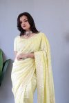 RICH LOOK CHINON SILK THRAD WORK SAREE WITH UNSTITCHED BLOUSE FESVIVAL WEAR WHOLESALE PRICE ETHNIC GARMENT 1 (4)