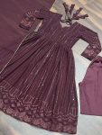 RICH LOOK GEORGETTE SEQUENCE EMBROIDERY WORK GOWN BOTTOM WITH DUPATTA FESTIVAL WEAR WHOLESALE PRICE ETHNIC GARMENT (17)