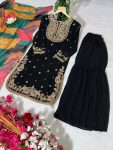 RICH LOOK GEORGETTE SEQUENCE EMBROIDERY WORK TOP SHARARA WITH DUPATTA FESTIVAL WEAR WHOLESALE PRICE ETHNIC GARMENT (5)