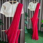 RICH LOOK ORGANZA SILK HAND PEARL CUT WORK SAREE WITH UNSTITCHED BLOUSE PARTY WEAR WHOLESALE PRICE ETHNIC GRAMENT (6)