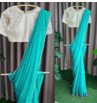 RICH LOOK ORGANZA SILK HAND PEARL CUT WORK SAREE WITH UNSTITCHED BLOUSE PARTY WEAR WHOLESALE PRICE ETHNIC GRAMENT (12)