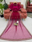 RICH LOOK SOFT NET CODING SEQUENCE WORK SAREE WITH UNSTITCHED BLOUSE PARTY WEAR WHOLESALE PRICE ETHNIC GARMENT (5)