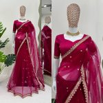 RICH LOOK SOFT NET CODING SEQUENCE WORK SAREE WITH UNSTITCHED BLOUSE PARTY WEAR WHOLESALE PRICE ETHNIC GARMENT (5)