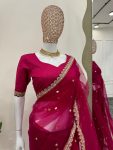 RICH LOOK SOFT NET CODING SEQUENCE WORK SAREE WITH UNSTITCHED BLOUSE PARTY WEAR WHOLESALE PRICE ETHNIC GARMENT (5)