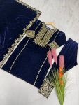 RICH LOOK VISCOSE VELVET EMBROIDERY SEQUENCE WORK TOP BOTTOM WITH DUPATTA PARTY WEAR WHOLESALE PRICE ETHNIC GARMENT (8)