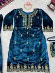 RICH LOOK VISCOSE VELVET THREAD SEQUENCE WORK TOP SHARARA WITH DUPATTA FESTIVAL WEAR WHOLESALE PRICE ETHNIC GARMENT (38)