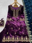 RICH LOOK VISCOSE VELVET THREAD SEQUENCE WORK TOP SHARARA WITH DUPATTA FESTIVAL WEAR WHOLESALE PRICE ETHNIC GARMENT (28)