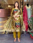 TRADITIONAL SILK BLEND ZARI WORK TOP BOTTOM WITH DUPATTA PARTY WEAR WHOLESALE PRICE ETHNIC GARMENT (12)