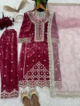 TRADITIONAL VELVET EMBROIDERY SEQUENCE MOTI WORK TOP BOTTOM WITH DUPATTA PARTY WEAR WHOLESALE PRICE ETHNIC GARMENT (3)