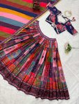 TRENDING AMERICAN SILK DIGITAL PRINTED LACE WORK LEHENGA CHOLI WITH DUPATTA PARTY WEAR WHOLESALE PRICE ETHNIC GARMENT (5)