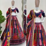 TRENDING AMERICAN SILK DIGITAL PRINTED LACE WORK LEHENGA CHOLI WITH DUPATTA PARTY WEAR WHOLESALE PRICE ETHNIC GARMENT (5)