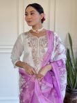 TRENDING CHANDERI SILK EMBROIDERY SEQUENCE WORK TOP BOTTOM WITH DUPATTA PARTY WEAR WHOLESALE PRICE ETHNIC GARMENT (6)