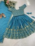 TRENDING CHINON SILK EMBROIDERY SEQUENCE WORK KIDS LEHENGA CHOLI WITH DUPATTA FESTIVAL WEAR WHOLESALE PRICE ETHNIC GARMENT (3)