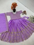 TRENDING CHINON SILK EMBROIDERY SEQUENCE WORK KIDS LEHENGA CHOLI WITH DUPATTA FESTIVAL WEAR WHOLESALE PRICE ETHNIC GARMENT (12)