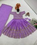 TRENDING CHINON SILK EMBROIDERY SEQUENCE WORK KIDS LEHENGA CHOLI WITH DUPATTA FESTIVAL WEAR WHOLESALE PRICE ETHNIC GARMENT (12)