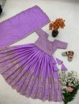 TRENDING CHINON SILK EMBROIDERY SEQUENCE WORK KIDS LEHENGA CHOLI WITH DUPATTA FESTIVAL WEAR WHOLESALE PRICE ETHNIC GARMENT (12)