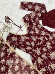 TRENDING FAUX GEORGETTE FLORAL PRINTED FANCY LACE WORK GOWN BOTTOM WITH DUPATTA PARTY WEAR WHOLESALE PRICE ETHNIC GARMENT (45)