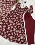 TRENDING FAUX GEORGETTE FLORAL PRINTED FANCY LACE WORK GOWN BOTTOM WITH DUPATTA PARTY WEAR WHOLESALE PRICE ETHNIC GARMENT (45)
