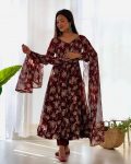 TRENDING FAUX GEORGETTE FLORAL PRINTED FANCY LACE WORK GOWN BOTTOM WITH DUPATTA PARTY WEAR WHOLESALE PRICE ETHNIC GARMENT (45)