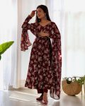 TRENDING FAUX GEORGETTE FLORAL PRINTED FANCY LACE WORK GOWN BOTTOM WITH DUPATTA PARTY WEAR WHOLESALE PRICE ETHNIC GARMENT (45)