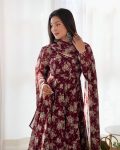 TRENDING FAUX GEORGETTE FLORAL PRINTED FANCY LACE WORK GOWN BOTTOM WITH DUPATTA PARTY WEAR WHOLESALE PRICE ETHNIC GARMENT (45)
