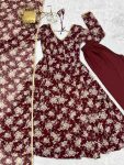 TRENDING FAUX GEORGETTE FLORAL PRINTED FANCY LACE WORK GOWN BOTTOM WITH DUPATTA PARTY WEAR WHOLESALE PRICE ETHNIC GARMENT (45)