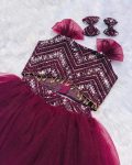 TRENDING GEORGETTE SEQUENCE WORK KIDS TOP WITH SKIRT AND BELT PARTY WEAR WHOLESALE PRICE ETHNIC GARMENT (11)