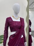 TRENDING GEORGETTE THREAD SEQUENCE WORK READY TO WEAR LEHENGA SAREE WITH UNSTITCHED BLOUSE PARTY WEAR WHOLESALE PRICE ETHNIC GARMNENT (16)