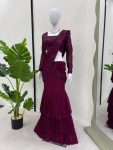TRENDING GEORGETTE THREAD SEQUENCE WORK READY TO WEAR LEHENGA SAREE WITH UNSTITCHED BLOUSE PARTY WEAR WHOLESALE PRICE ETHNIC GARMNENT (16)