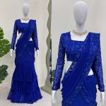 TRENDING GEORGETTE THREAD SEQUENCE WORK READY TO WEAR LEHENGA SAREE WITH UNSTITCHED BLOUSE PARTY WEAR WHOLESALE PRICE ETHNIC GARMNENT (6)