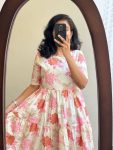 TRENDING MUSLIN FLOWER PRINTED WORK ONE PIECE CASUAL WEAR WHOLESALE PRICE ETHNIC WEAR (18)
