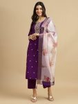 TRENDING RAYON SLUB CODING WORK TOP BOTTOM WITH DUPATTA FESTIVAL WEAR WHOLESALE PRICE ETHNIC GARMENT (23)