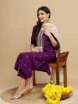 TRENDING RAYON SLUB CODING WORK TOP BOTTOM WITH DUPATTA FESTIVAL WEAR WHOLESALE PRICE ETHNIC GARMENT (23)