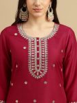 TRENDING RAYON SLUB CODING WORK TOP BOTTOM WITH DUPATTA FESTIVAL WEAR WHOLESALE PRICE ETHNIC GARMENT (2)