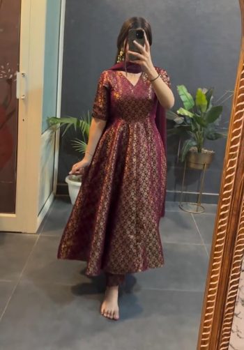 TRENDING SOFT SILK PLAIN GOWN BOTTOM WITH DUPATTA ORANGE