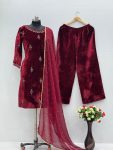 TRENDING VELVET EMBROIDERY HAND WORK TOP PALAZZO WITH DUPATTA PARTY WEAR WHOLESALE PRICE ETHNIC GARMENT (3)