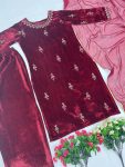 TRENDING VELVET EMBROIDERY HAND WORK TOP PALAZZO WITH DUPATTA PARTY WEAR WHOLESALE PRICE ETHNIC GARMENT (3)